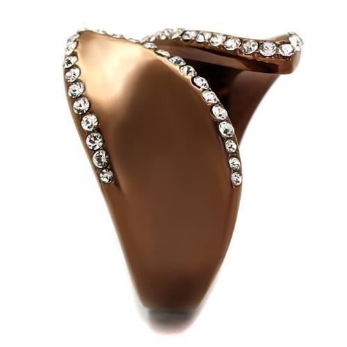 TK2691 - IP Coffee light Stainless Steel Ring with Top Grade Crystal in Clear