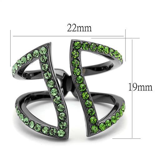 TK2694 - IP Light Black (IP Gun) Stainless Steel Ring with Top Grade Crystal in Multi Color