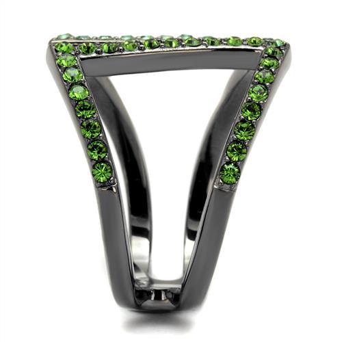 TK2694 - IP Light Black (IP Gun) Stainless Steel Ring with Top Grade Crystal in Multi Color
