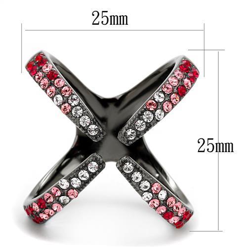 TK2696 - IP Light Black (IP Gun) Stainless Steel Ring with Top Grade Crystal in Multi Color