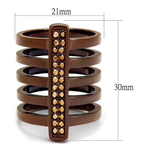TK2697 - IP Coffee light Stainless Steel Ring with Top Grade Crystal in Light Coffee