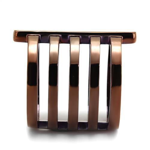TK2697 - IP Coffee light Stainless Steel Ring with Top Grade Crystal in Light Coffee