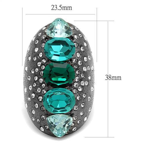 TK2698 - IP Light Black (IP Gun) Stainless Steel Ring with Top Grade Crystal in Multi Color