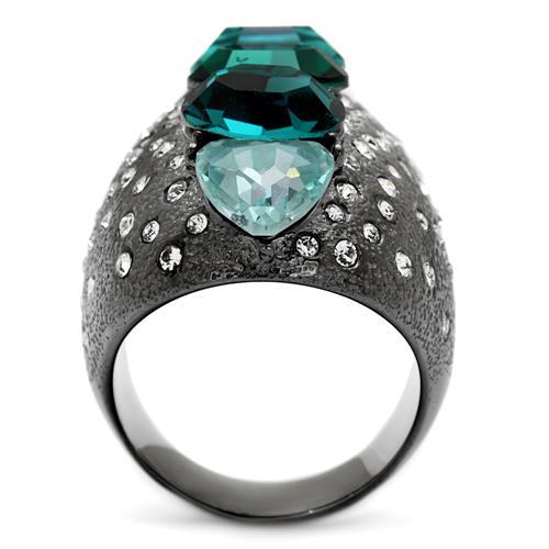 TK2698 - IP Light Black (IP Gun) Stainless Steel Ring with Top Grade Crystal in Multi Color