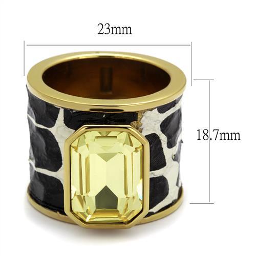 TK2701 - IP Gold(Ion Plating) Stainless Steel Ring with Top Grade Crystal in Citrine Yellow