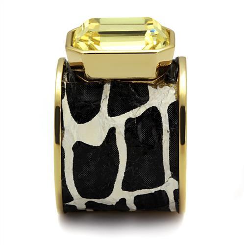 TK2701 - IP Gold(Ion Plating) Stainless Steel Ring with Top Grade Crystal in Citrine Yellow