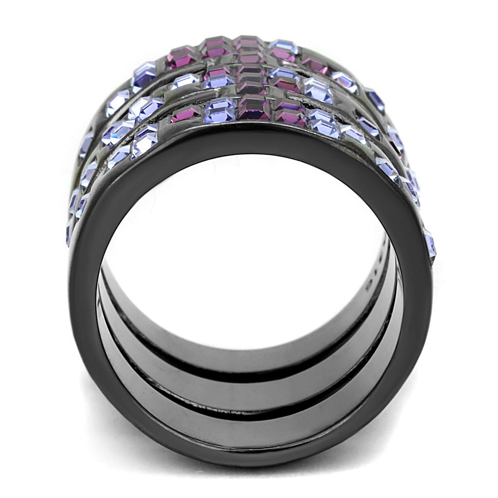 TK2734 - IP Light Black (IP Gun) Stainless Steel Ring with Top Grade Crystal in Multi Color