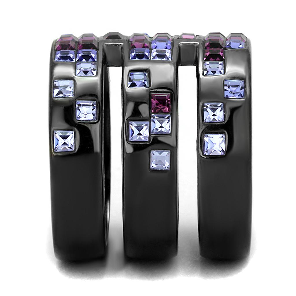 TK2734 - IP Light Black (IP Gun) Stainless Steel Ring with Top Grade Crystal in Multi Color