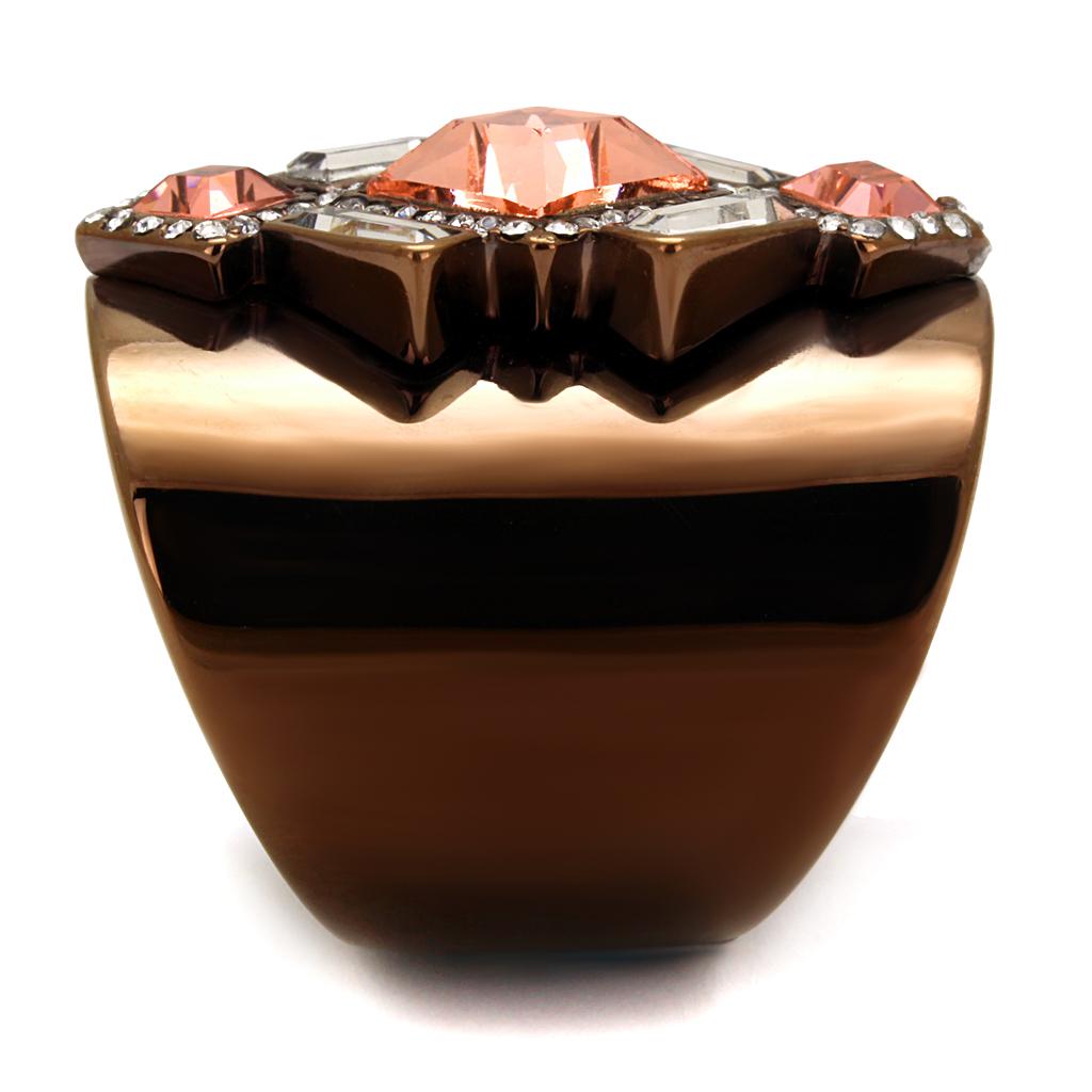 TK2735 - IP Coffee light Stainless Steel Ring with Top Grade Crystal in Rose