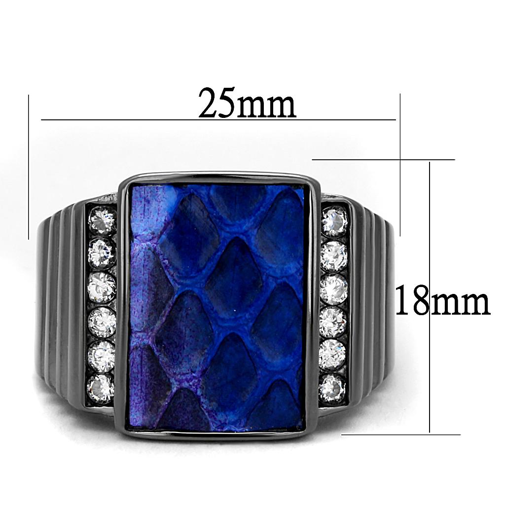 TK2736 - IP Light Black (IP Gun) Stainless Steel Ring with Leather in Montana