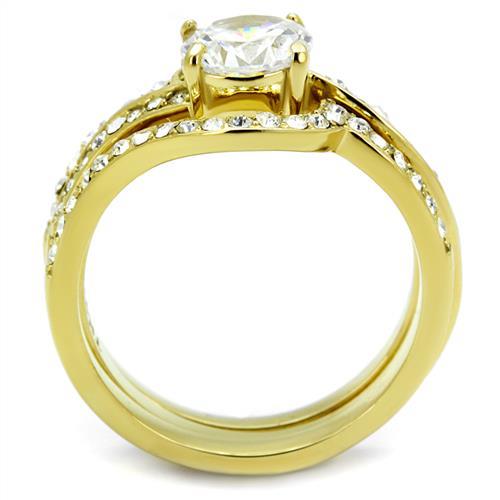 TK2742 - IP Gold(Ion Plating) Stainless Steel Ring with AAA Grade CZ in Clear