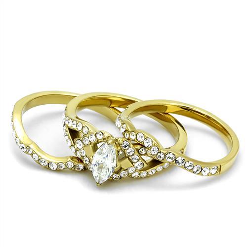 TK2743 - IP Gold(Ion Plating) Stainless Steel Ring with AAA Grade CZ in Clear