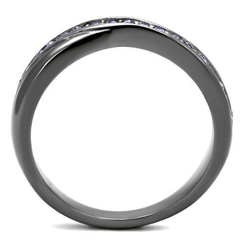 TK2750 - IP Light Black (IP Gun) Stainless Steel Ring with Top Grade Crystal in Tanzanite