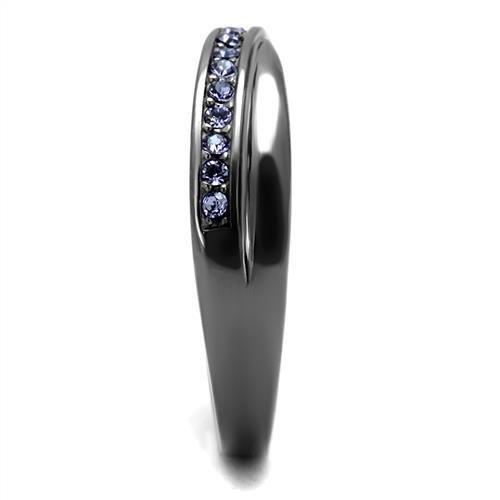 TK2750 - IP Light Black (IP Gun) Stainless Steel Ring with Top Grade Crystal in Tanzanite