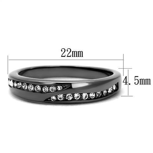 TK2751 - IP Light Black (IP Gun) Stainless Steel Ring with Top Grade Crystal in Clear