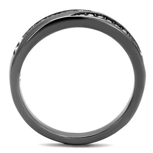 TK2751 - IP Light Black (IP Gun) Stainless Steel Ring with Top Grade Crystal in Clear