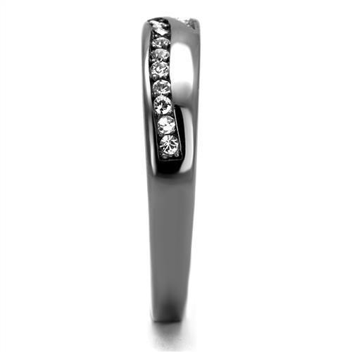 TK2751 - IP Light Black (IP Gun) Stainless Steel Ring with Top Grade Crystal in Clear
