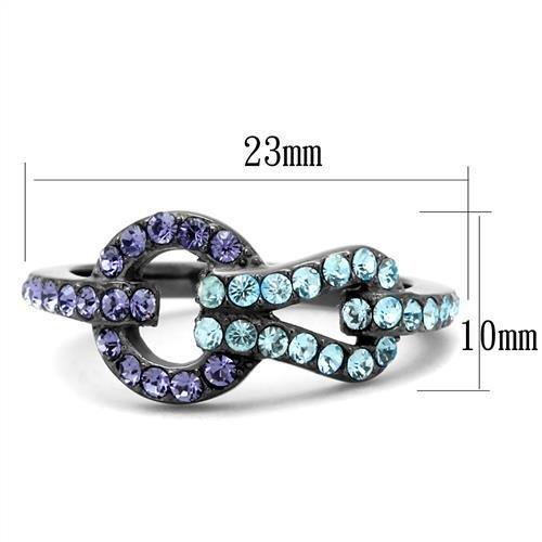 TK2752 - IP Light Black (IP Gun) Stainless Steel Ring with Top Grade Crystal in Tanzanite