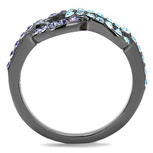 TK2752 - IP Light Black (IP Gun) Stainless Steel Ring with Top Grade Crystal in Tanzanite