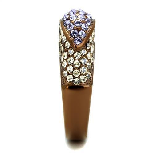 TK2754 - IP Coffee light Stainless Steel Ring with Top Grade Crystal in Multi Color