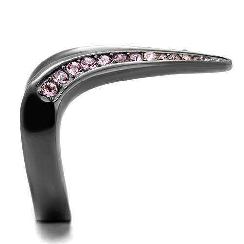 TK2756 - IP Light Black (IP Gun) Stainless Steel Ring with Top Grade Crystal in Light Amethyst