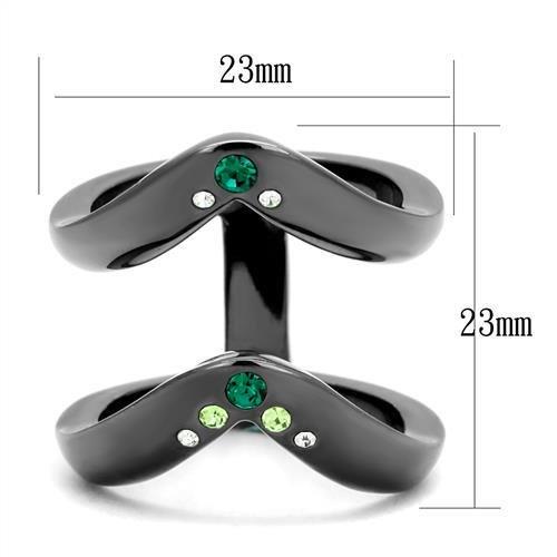 TK2757 - IP Light Black (IP Gun) Stainless Steel Ring with Top Grade Crystal in Multi Color