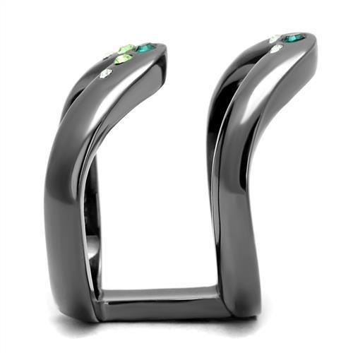 TK2757 - IP Light Black (IP Gun) Stainless Steel Ring with Top Grade Crystal in Multi Color