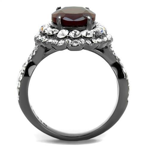 TK2761 - IP Light Black (IP Gun) Stainless Steel Ring with Synthetic Synthetic Glass in Siam