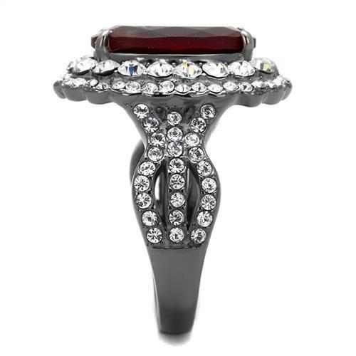 TK2761 - IP Light Black (IP Gun) Stainless Steel Ring with Synthetic Synthetic Glass in Siam