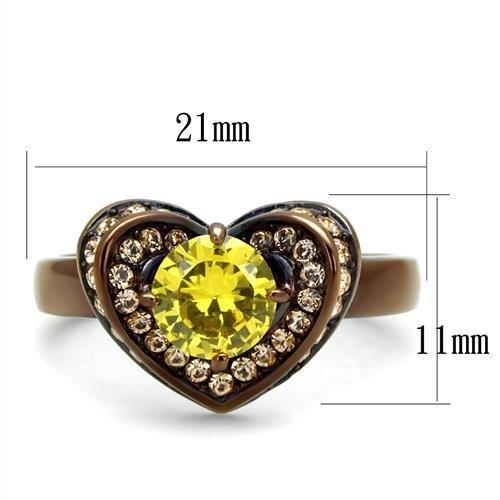 TK2762 - IP Coffee light Stainless Steel Ring with AAA Grade CZ in Topaz