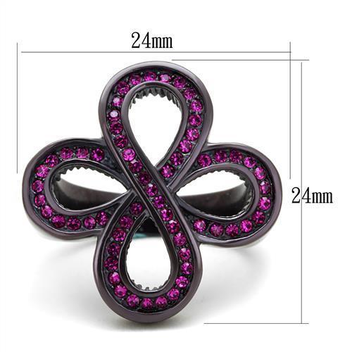TK2763 - IP Dark Brown (IP coffee) Stainless Steel Ring with Top Grade Crystal in Fuchsia