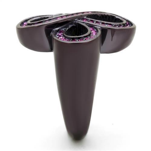 TK2763 - IP Dark Brown (IP coffee) Stainless Steel Ring with Top Grade Crystal in Fuchsia