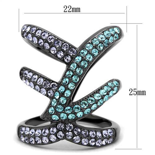 TK2766 - IP Light Black (IP Gun) Stainless Steel Ring with Top Grade Crystal in Multi Color