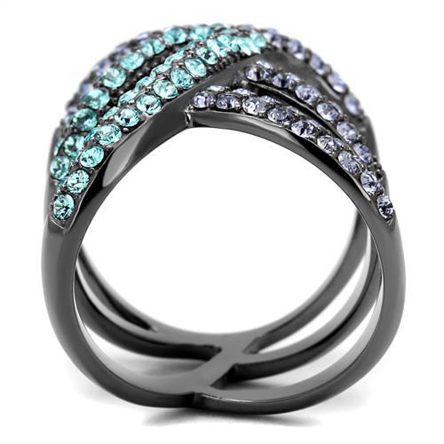 TK2766 - IP Light Black (IP Gun) Stainless Steel Ring with Top Grade Crystal in Multi Color
