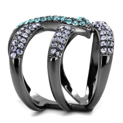 TK2766 - IP Light Black (IP Gun) Stainless Steel Ring with Top Grade Crystal in Multi Color