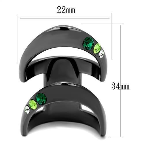 TK2768 - IP Light Black (IP Gun) Stainless Steel Ring with Top Grade Crystal in Multi Color