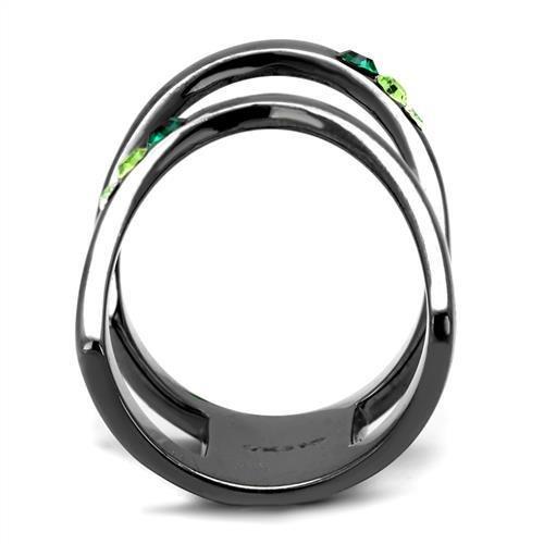 TK2768 - IP Light Black (IP Gun) Stainless Steel Ring with Top Grade Crystal in Multi Color