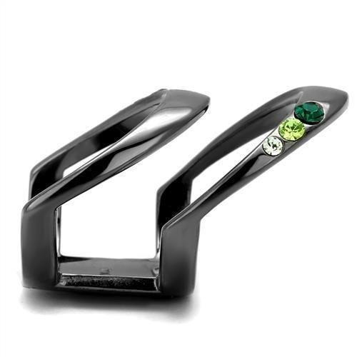 TK2768 - IP Light Black (IP Gun) Stainless Steel Ring with Top Grade Crystal in Multi Color