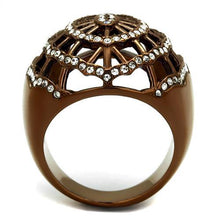 TK2772 - IP Coffee light Stainless Steel Ring with Top Grade Crystal  in Clear