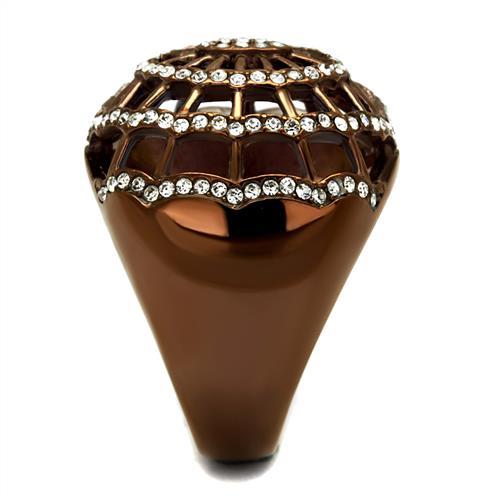 TK2772 - IP Coffee light Stainless Steel Ring with Top Grade Crystal in Clear