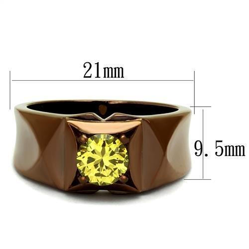 TK2773 - IP Coffee light Stainless Steel Ring with AAA Grade CZ in Topaz