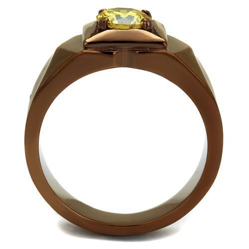 TK2773 - IP Coffee light Stainless Steel Ring with AAA Grade CZ in Topaz