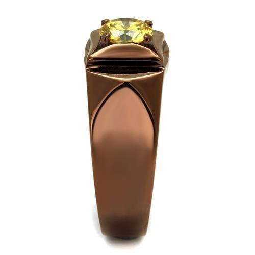 TK2773 - IP Coffee light Stainless Steel Ring with AAA Grade CZ in Topaz