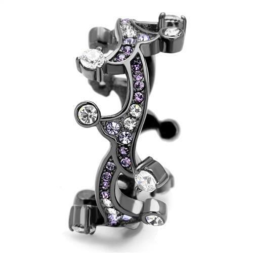 TK2780 - IP Light Black (IP Gun) Stainless Steel Ring with AAA Grade CZ in Clear