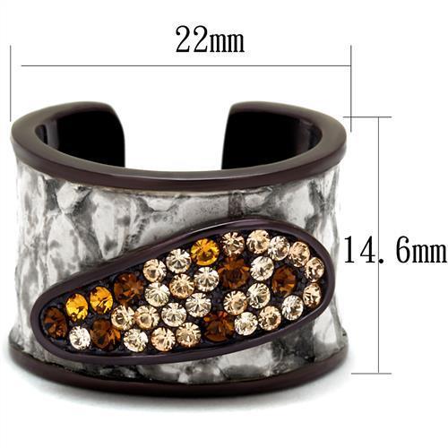 TK2781 - IP Dark Brown (IP coffee) Stainless Steel Ring with Top Grade Crystal in Multi Color