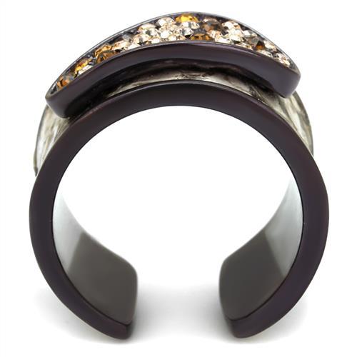 TK2781 - IP Dark Brown (IP coffee) Stainless Steel Ring with Top Grade Crystal in Multi Color