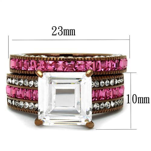 TK2782 - IP Coffee light Stainless Steel Ring with AAA Grade CZ in Clear