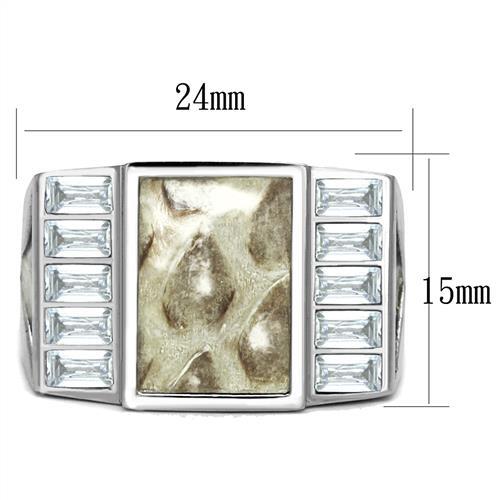 TK2784 - No Plating Stainless Steel Ring with AAA Grade CZ in Clear