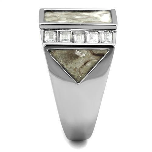 TK2784 - No Plating Stainless Steel Ring with AAA Grade CZ in Clear