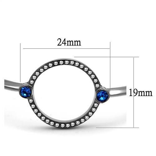 TK2792 - IP Light Black (IP Gun) Stainless Steel Bangle with Top Grade Crystal in Capri Blue
